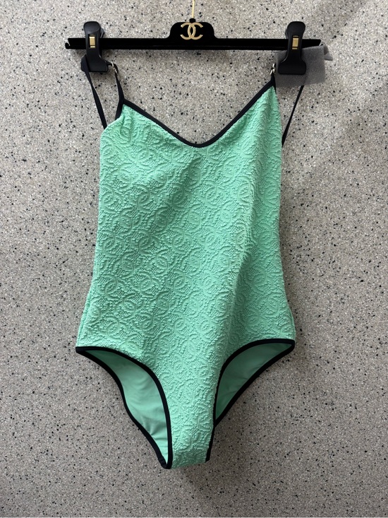 CHANEL Other - CHANEL Coco Beach 2026 Mint Green Textured Swimsuit with Black Trim